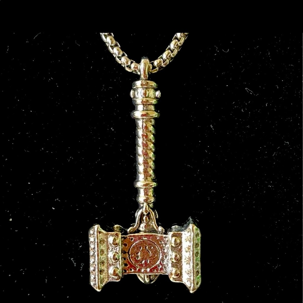 Silver Thor Marvel hammer necklace
